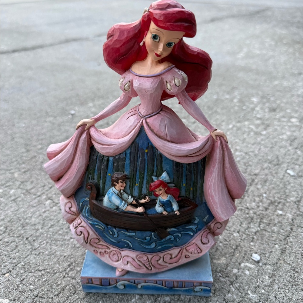 Disney Jim Shore Pink Ariel Figurine with Boat Scene